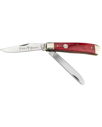 Boker 110830 TrapperPlain D2 Steel Blade Smooth Red Bone Bone Handle