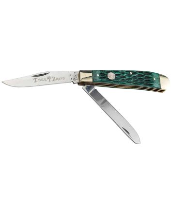 Boker 110831 Trapper 2.0 Clip Point/Spey Plain D2 Steel Blade Green Jigged Bone Handle