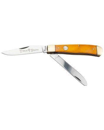 Boker 110835 Trapper Traditional Clip Point/Spey Plain D2 Steel Blade Smooth Yellow Bone Handle