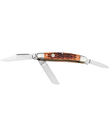 Boker 110852 Stockman Traditional Medium Clip Point/Sheepsfoot/Spey Plain D2 Steel Blade Brown Jigged Bone Handle