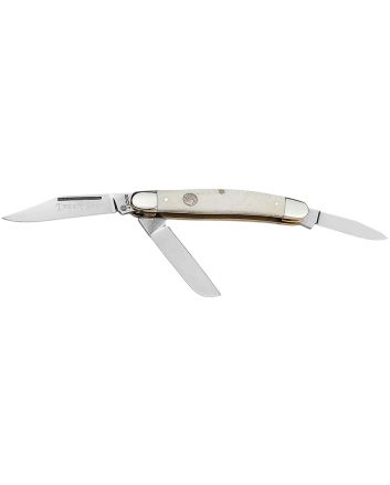 Boker 110854 Stockman Traditional Medium Clip Point/Sheepsfoot/Spey Plain D2 Steel Blade Smooth White Bone Handle
