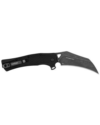 Kershaw 1423 DawnstarTactical 3.50" Folding Hawkbill Plain Blackwash 8Cr13MoV SS Blade, Black Textured Glass Filled Nylon Handle