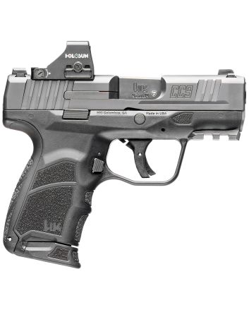 HK 81001131 CC99mm Luger 10+1/12+1 3.32" Black Polygonal Rifled Barrel, Optic Ready RMSc/407k Footprint/Serrated Steel Slide, Polymer Frame w/Picatinny Rail, Black Interchangeable Backstrap Grip