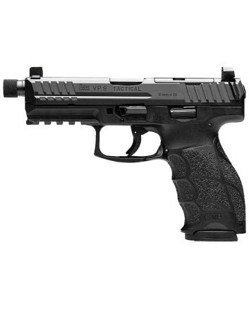 HK 81001155 VP9 Tactical 9mm Luger 17+1 4.70" Black Threaded Barrel, Black Cerakote Optic Ready/Serrated Steel Slide, Black Polymer Frame w/Picatinny Rail, Black Interchangeable Backstrap Grip