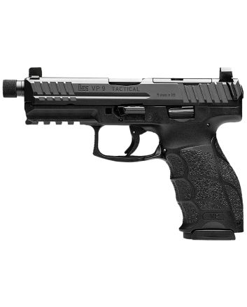 HK 81000239 VP9 Tactical 9mm Luger 10+1 4.70" Black Threaded Barrel, Black Cerakote Optic Ready/Serrated Steel Slide, Black Polymer Frame w/Picatinny Rail, Black Interchangeable Backstrap Grip