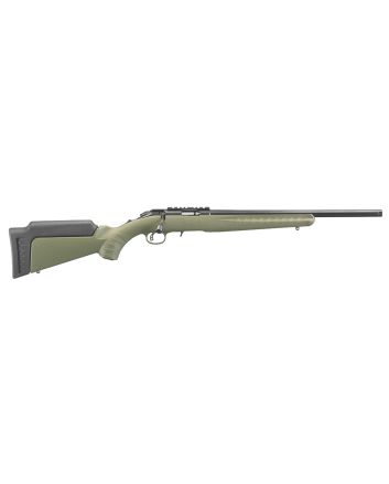 Ruger 8336 American RimfireSports South Exclusive Full Size 17 HMR 9+1 18" Satin Blued Threaded Barrel, Blued Scope Rail Steel Receiver, OD Green Synthetic Adjustable Stock, Right Hand