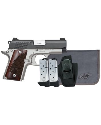Kimber Mfg.,inc 3300251 Micro 9 RTC Bundle Micro Frame 9mm 7+1 3.15" Stainless Ramped Barrel, KimPro II Black Serrated Slide, Kimpro II Silver Aluminum Frame w/Beavertail, Rosewood Grip