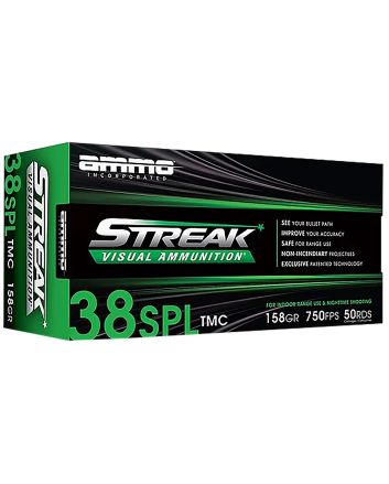 Ammo Inc 38158TMCSTRKGRN50 Streak Visual (GREEN)38Special 158gr Total Metal Case 50 Per Box/20 Case