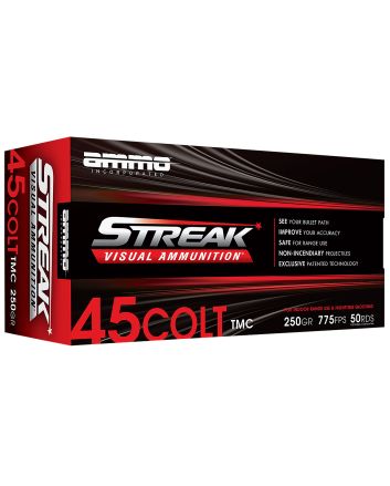 Ammo Inc 45C250TMCSTRKRED50 Streak Visual (RED)45Colt 250gr Total Metal Case 50 Per Box/20 Case