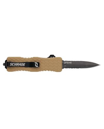 Schrade 1159305 UproarAutomatic 3" OTF Dagger Part Serrated Black Oxide D2 Steel Blade, Flat Dark Earth Textured Aluminum Handle