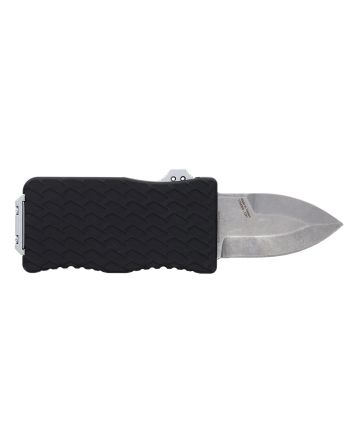 Schrade 1135969 UproarAutomatic Mini 1.90" OTF Dagger Plain Satin D2 Steel Blade, Black Textured Aluminum Handle