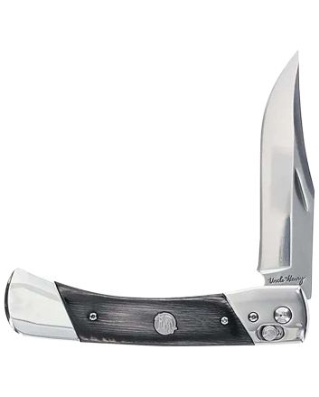 Uncle Henry 1222013 Bear Paw3.80" Folding Plain 7Cr17MoV SS Blade, Black/SS Wood Laminate Handle