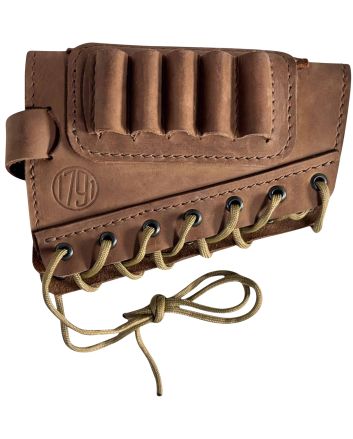 1791 Gunleather HNTBAMRBRWR Butt Cuff Ammo Holder Hunt Brown Leather Capacity 5 Shells "Creep Stop" Strap Mount