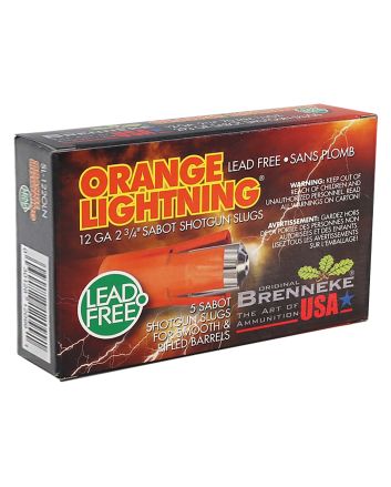 Brenneke SL122OLN Orange Lightning12Gauge 2.75" 2/3oz Slug Shot 5 Per Box/50 Case