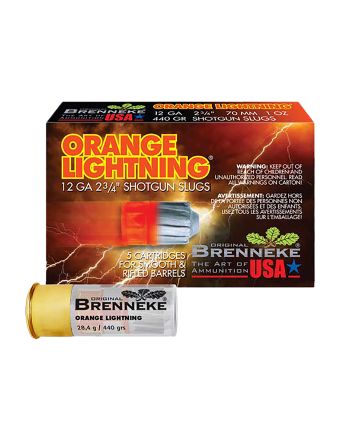 Brenneke SL122OL Orange Lightning12Gauge 2.75" 1oz Slug Shot 5 Per Box/50 Case