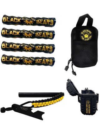 Black Beard Fire Starters SKB Ultimate Fire Kit Black Includes Ferro Rod/Plasma Arc Lighter/Organizer Case/Fire Starters/Decal