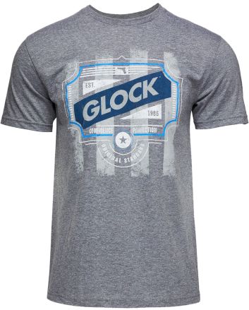 Glock AP96205 Blue Line TeeGray Ringspun Cotton/Polyester Short Sleeve Small