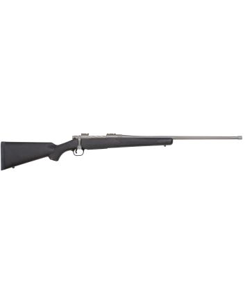Mossberg 28261 PatriotFull Size 7mm PRC 3+1 24" Stainless Cerakote Fluted Threaded Barrel, Drilled &amp; Tapped Stainless Cerakote Receiver, Black Fixed Synthetic Stock