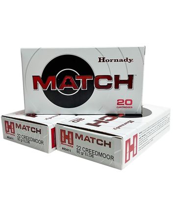 Hornady 83411 Match22Creedmoor 80gr Extremely Low Drag-Match 20 Per Box/10 Case