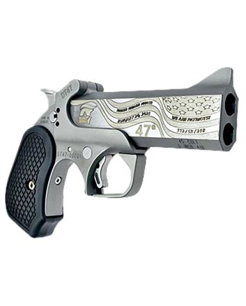 Bond Arms DT47-45/410 DT-47 Trump 47th President 45 Colt (Long Colt)/.410 2 Shot4.25" Stainless w/Gold Engraving Double Barrel, Stainless Steel Frame, Black Extended B6 Resin Grips