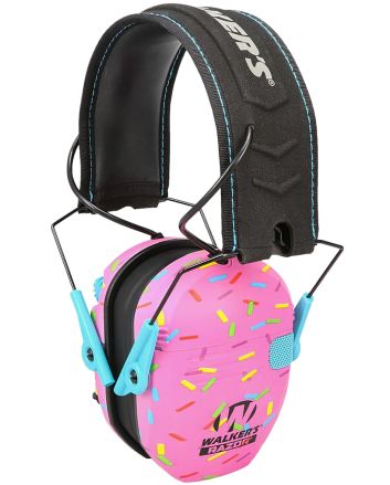 Walker's GWPRSEMSPRNKP Razor Slim Electronic Muff 23 dB Over the Head Pink Sprinkles