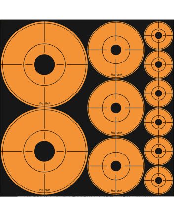 Pro-Shot ASSORTEDDOT Peel &amp; Stick Target Dots Black/Orange 10 Pack