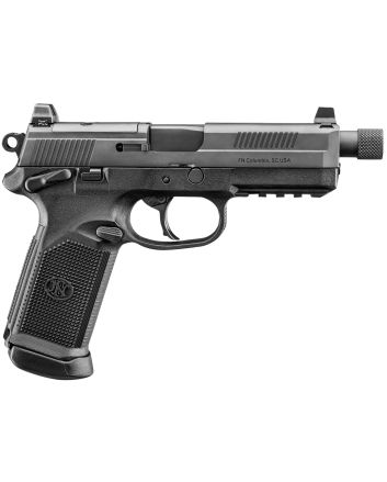 FN 66102271 FNX w/Optic 45 ACP 15+1 5.30" Black Steel Threaded Barrel, Optic Ready/Serrated Stainless Steel Slide &amp; Polymer Frame w/Picatinny Rail, Holosun 407C Red Dot, Ambidextrous