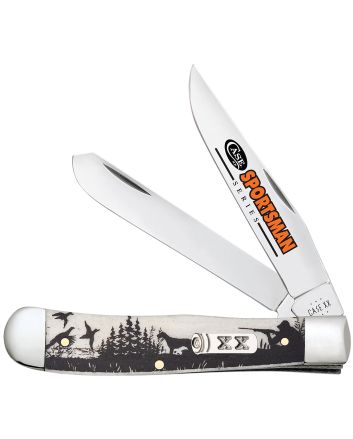 Case 81224 Trapper Sportsman Folding Clip Point/Spey Plain Mirror Polished Tru-Sharp SS Blade/Bird Dog Hunter Embellished Natural Bone Handle