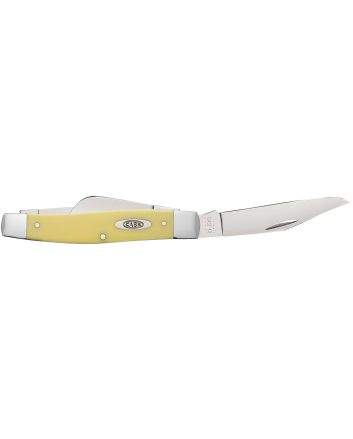 Case 00203 StockmanLarge Folding Clip Point/Spey Plain Tumble Polish Carbon Steel Blade/Smooth Yellow Synthetic Handle