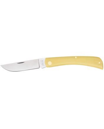 Case 00038 Sod BusterFolding Skinner Plain Tumble Polish Carbon Steel Blade/Smooth Yellow Synthetic Handle
