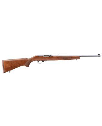 Ruger 31228 10/22 Sporter 22 LR 10+1 18.50" Clear Satin Stainless Steel Barrel, Drilled &amp; Tapped Receiver, Walnut Stained Hardwood Stock