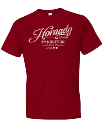 Hornady Gear 31872 Vintage ScriptRed Cotton Semi-Fitted Medium
