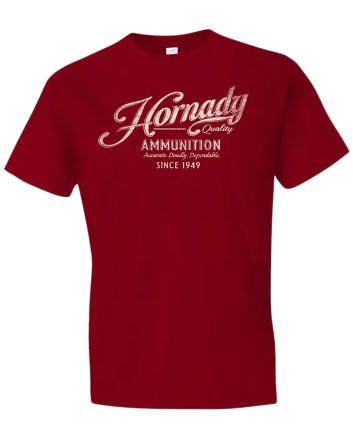 Hornady Gear 31873 Vintage ScriptRed Cotton Semi-Fitted Large