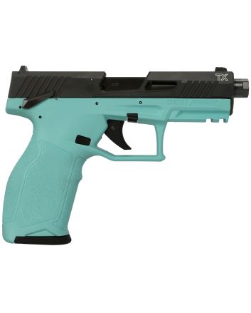 Taurus 1-2TX22141C-10 2TXFull Size Frame 22 LR 10+1 4.60" Matte Black Threaded Barrel, Black Anodized Serrated Slide, Matte Cyan Polymer Frame w/Picatinny Rail, Textured Grip