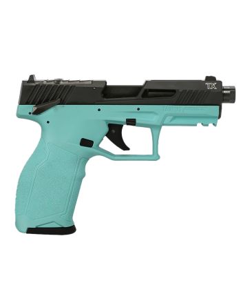 Taurus 1-2TX22P141C TX22 T.O.R.O. 22 LR 22+1 4.60" Matte Black Threaded Barrel, Black Hard Coat Anodized Optic Ready/Serrated Slide, Cyan Polymer Frame w/Picatinny Rail, Textured Grip
