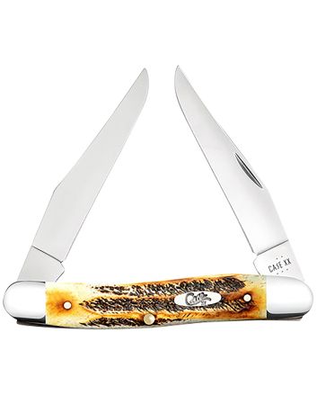 Case 65346 Muskrat2.90" Folding Clip Point Plain Polished Tru-Sharp SS Blade, Burnt Dark Amber 6.5 BoneStag Handle