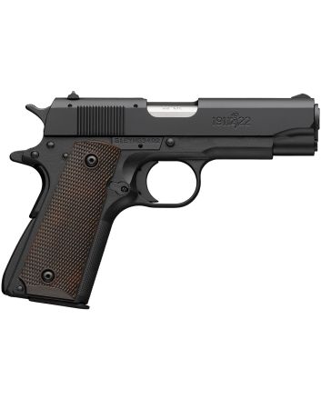 Browning 051064490 1911-22 A1 Compact Frame 22 LR 10+1 3.63" Stainless Steel Barrel, Matte Black Serrated Slide, Matte Black Aluminum Frame, Brown Composite Grip