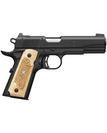 Browning 051067490 1911-22 Black Label Medallion Full Size Frame 22 LR 10+1 4.25" Stainless Steel Barrel, Matte Black Serrated Slide, Matte Black Aluminum Frame w/Beavertail, Maple Medallion Grip