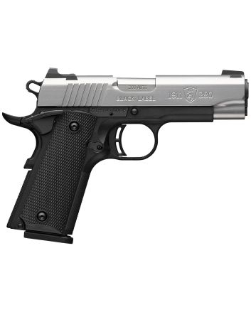 Browning 051119492 1911-380Compact 380 ACP 8+1 3.63" Stainless Steel Barrel, Satin Stainless Steel Serrated Slide, Matte Black Aluminum Frame, Black Polymer Grip