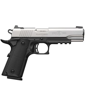 Browning 051120492 1911-380Full Size Frame 380 ACP 8+1 4.25" Stainless Steel Barrel, Satin Stainless Serrated Slide, Matte Black Aluminum Frame w/Picatinny Rail, Black Polymer Grip