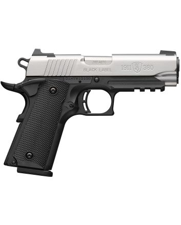 Browning 051121492 1911-380Compact 380 ACP 8+1 3.63" Stainless Steel Barrel, Satin Stainless Steel Serrated Slide, Matte Black Aluminum Frame w/Picatinny Rail, Black Polymer Grip