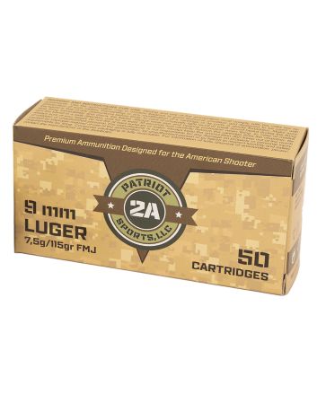 PATRIOT SPORTS LLC P9MM115F 9mm 115gr Full Metal Jacket 50 Per Box/20 Case