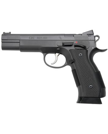 Cz Custom Shop 96333 A01-SD9mm Luger 19+1 5" Match Grade Bull Barrel, Black Optic Cut/Serrated Steel Slide, Black Polycoat Steel Frame w/Beavertail, Black G10 Grip, Short Dustcover