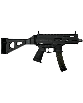 Grand Power 810091152836 Stribog SP9A35S 9mm Luger 30+1 8" Black Picatinny Rail Receiver, SB Tactical Brace, Black Polymer Grip
