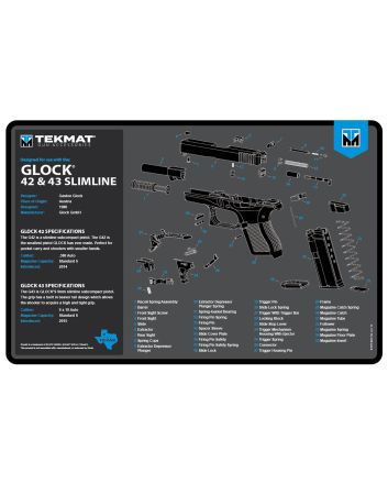 TekMat TEKR17GLOCK4243BL Glock 42/43 Cleaning Mat Black/Blue/White Rubber 11"x17" Glock 42/43 Parts Diagram