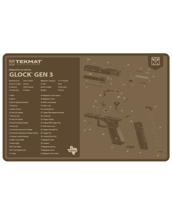 TekMat TEKR17GLOCKG3FDE Glock Gen 3 Cleaning Mat Flat Dark Earth Rubber 11"x17" Glock Gen 3 Parts Diagram