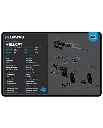 TekMat TEKR17HELLCATBLU Springfield Armory Hellcat Cleaning Mat Black/Blue/White Rubber 11"x17" Springfield Hellcat Parts Diagram