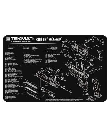 TekMat TEKR17RUGERLC9 Ruger LC9 Cleaning Mat Black/White Rubber 11"x17" Ruger LC9 Parts Diagram