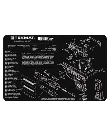 TekMat TEKR17RUGERLCP Ruger LCP Cleaning Mat Black/White Rubber 11"x17" Ruger LCP Parts Diagram