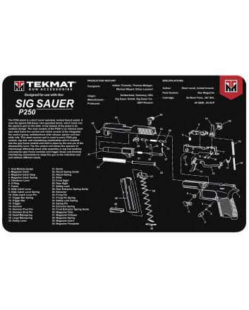 TekMat TEKR17SIGP250 Sig Sauer P250 Cleaning Mat Black/White Rubber 11"x17" Sig Sauer P250 Parts Diagram